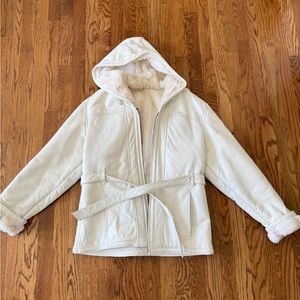 Woman’s Wilson leather White Hooded Jacket
